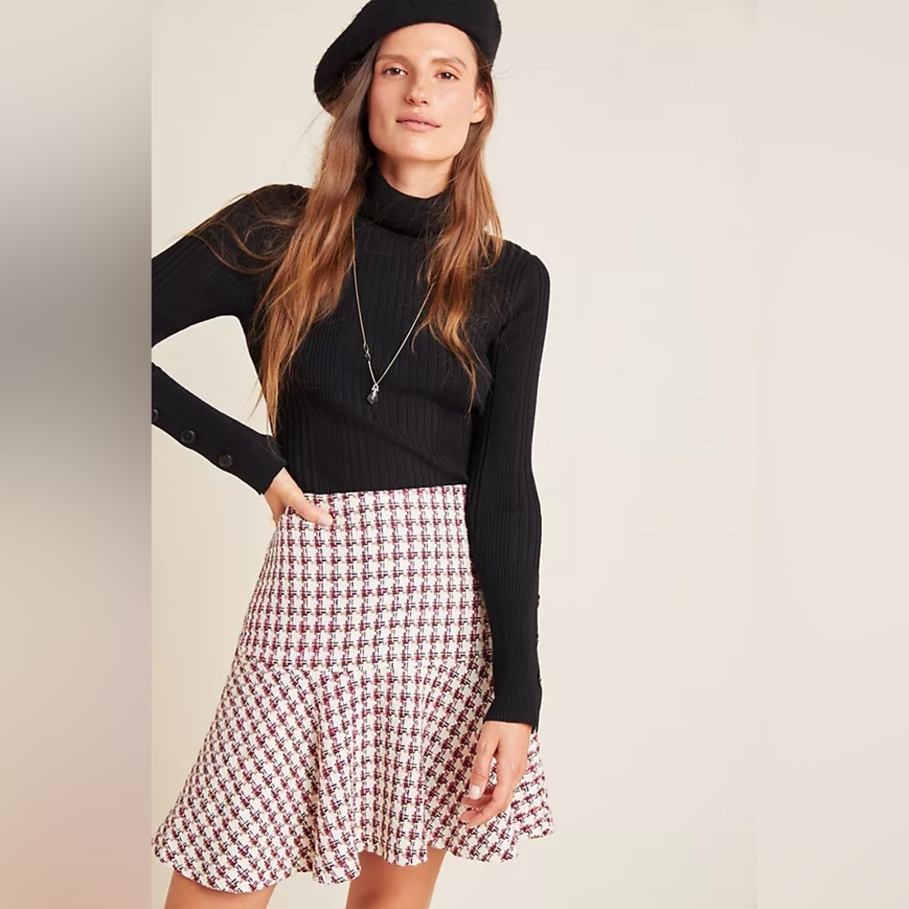 Maeve Anthropologie houndstooth skirt
